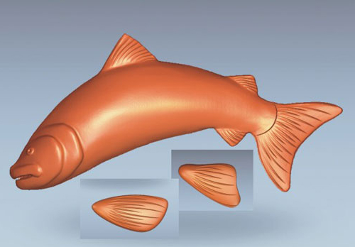 Digital model of fish sculpture from laser scan
